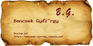 Bencsek György névjegykártya